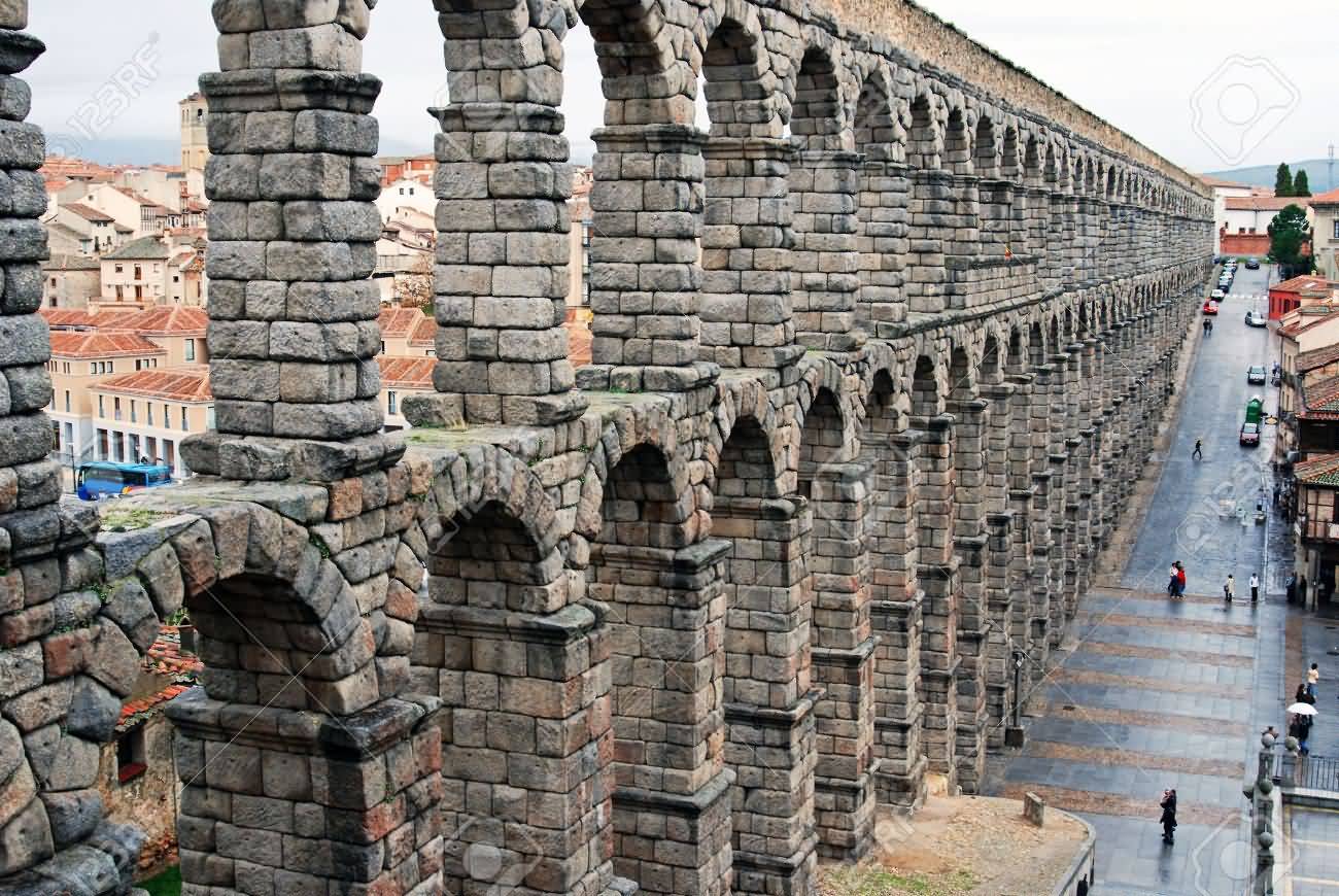 The Roman Aqueduct In Segovia, Spain