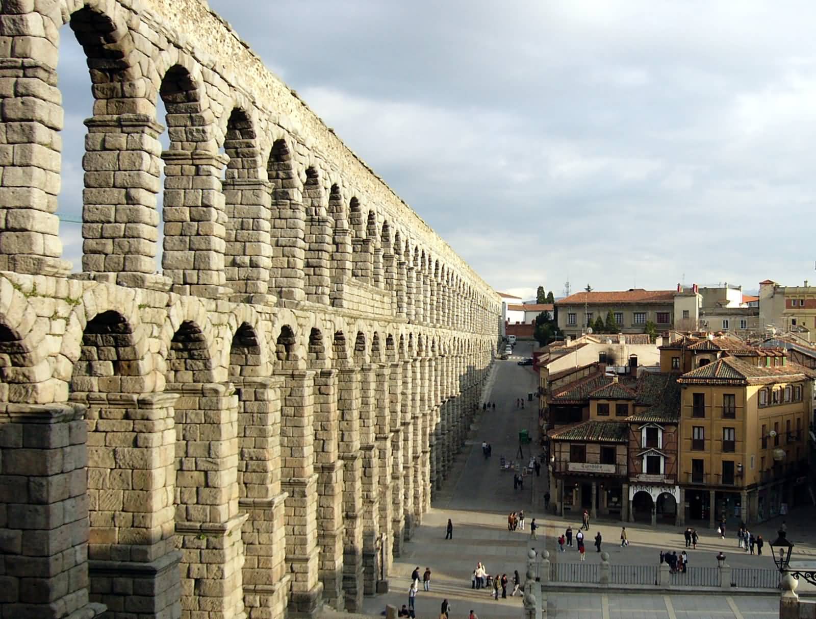 The Roman Aqueduct Of Segovia Side View