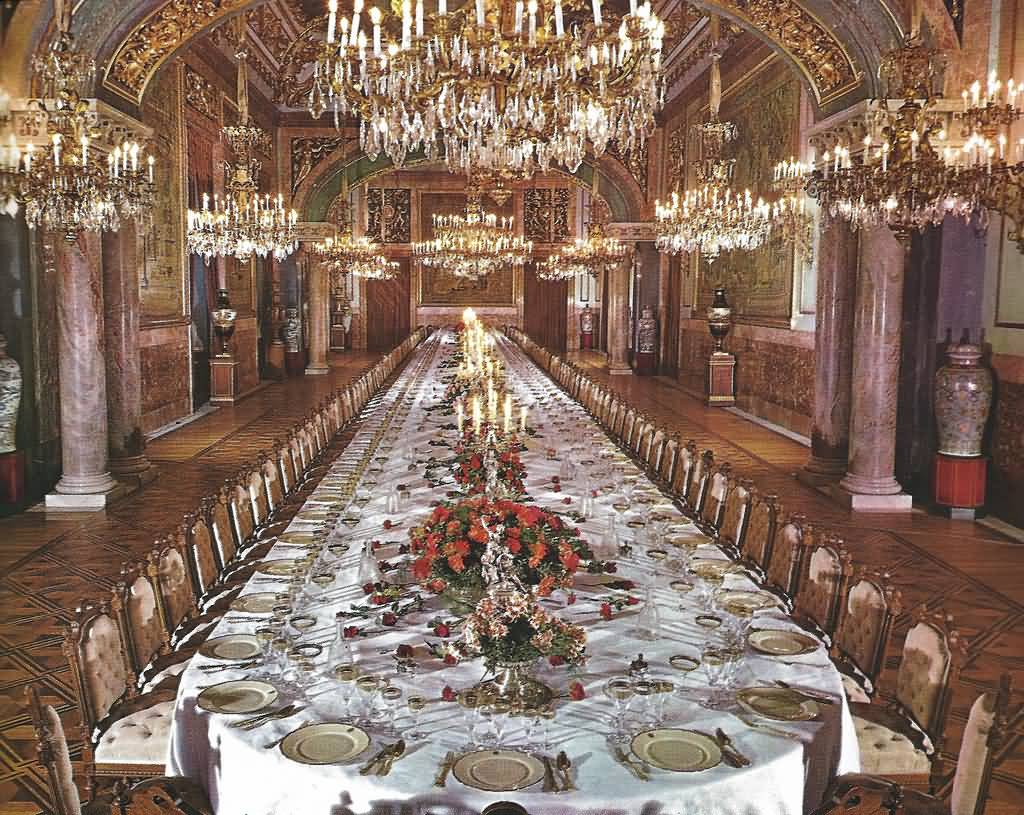 The State Dining Room Inside The Royal Palace Of Madrid