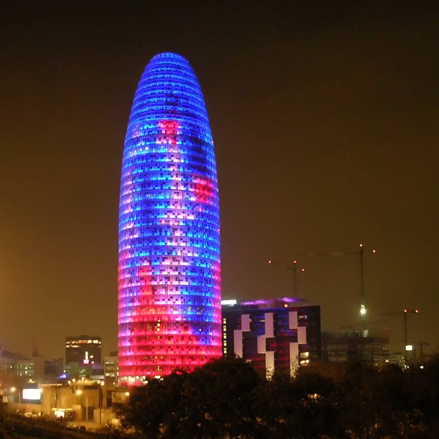 Torre Agbar Looks Amazing With Blue And Pink Lights