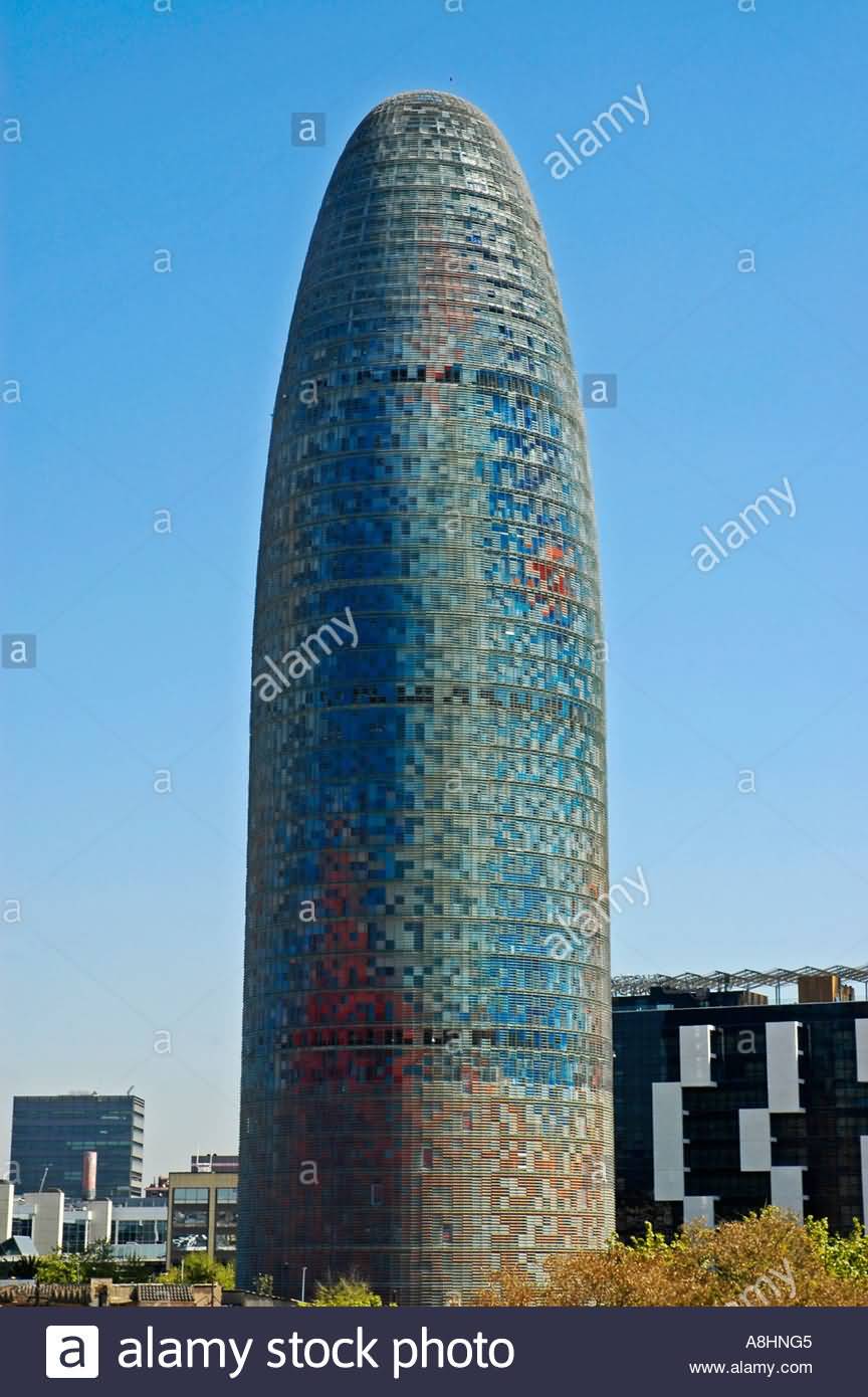 Torre Agbar Office Building In Barcelona, Spain