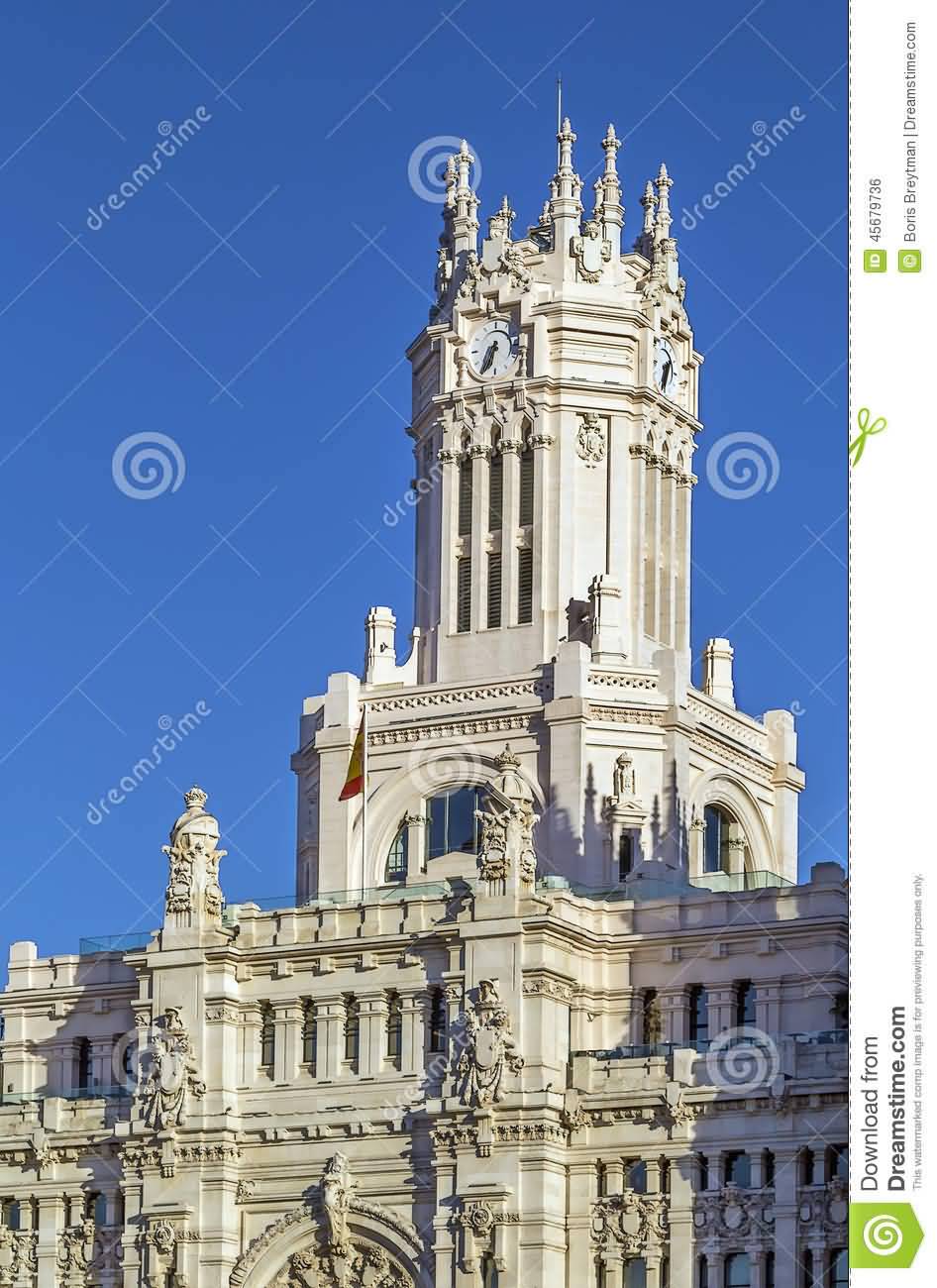 Tower Of Cybele Palace In Madrid, Spain