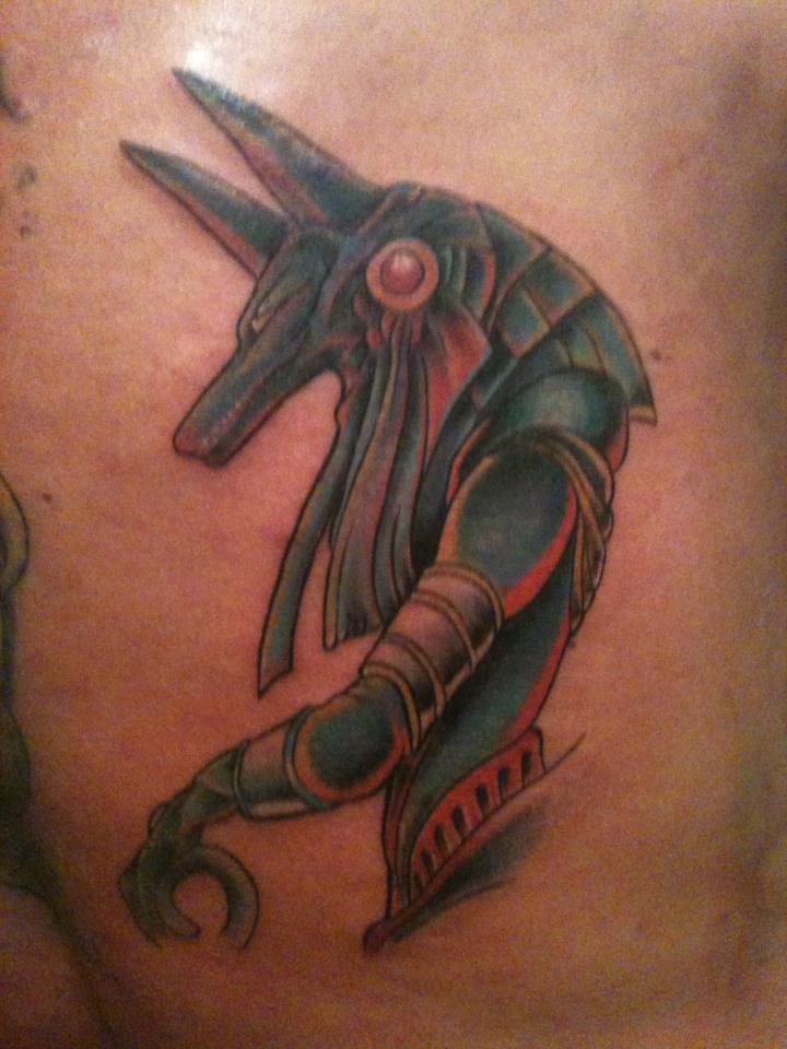 Traditional Anubis Tattoo Design For Back By Pig legion