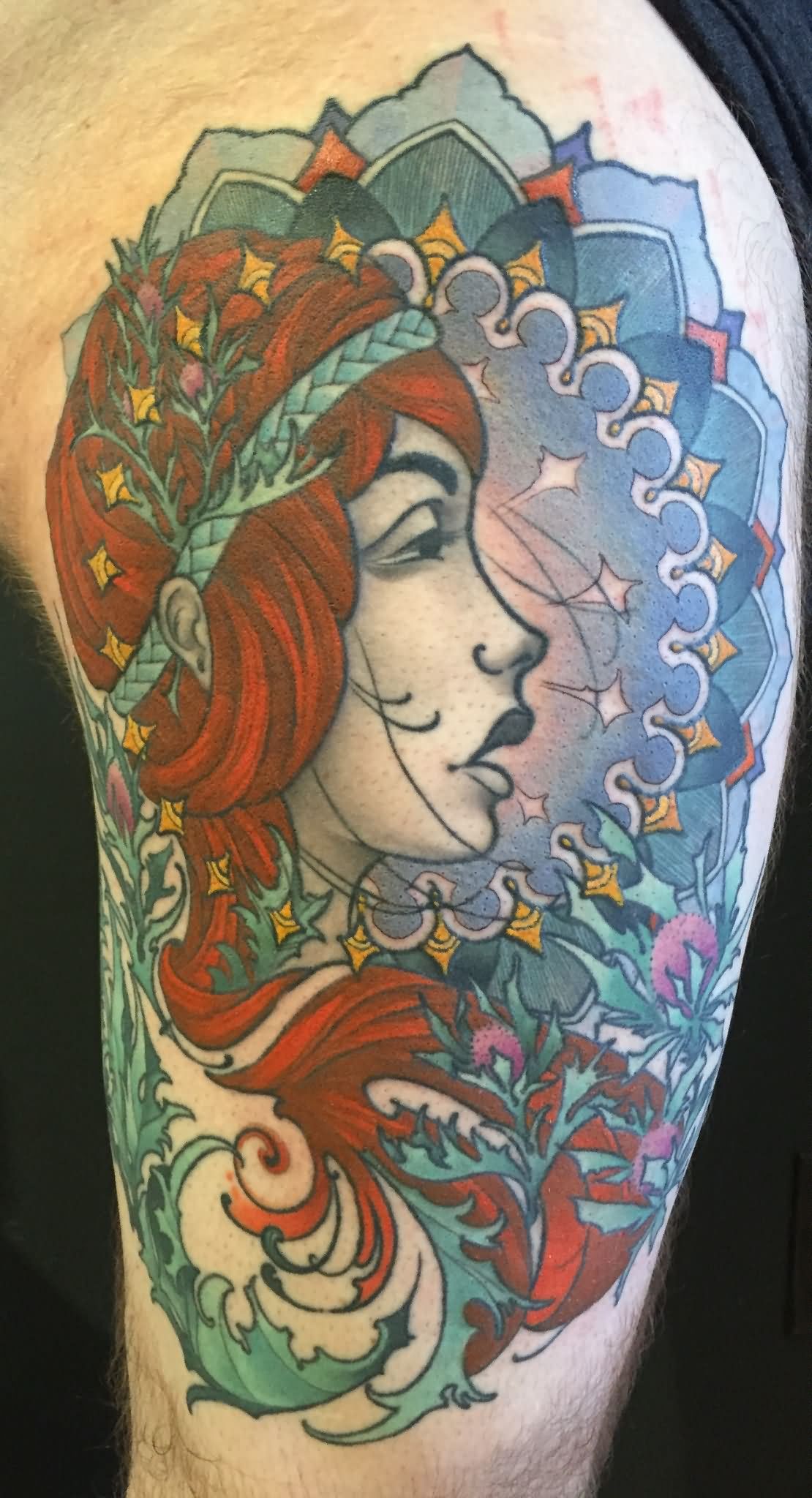 Traditional Women Face Tattoo Design For Half Sleeve By Ben Merrell