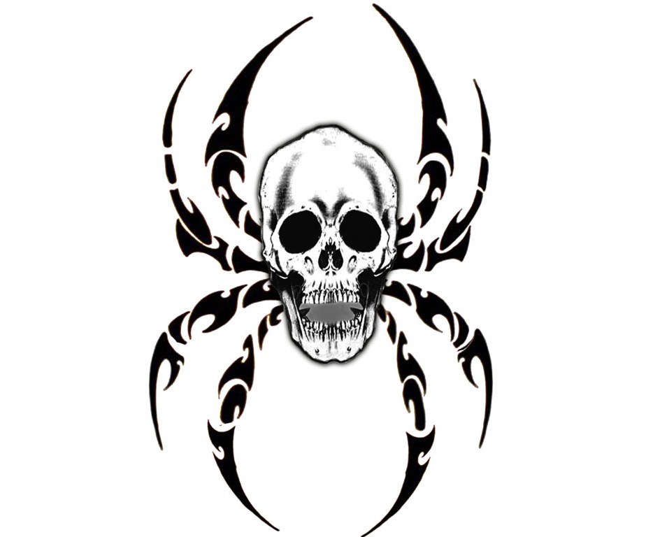 Tribal Skull Spider Tattoo Design