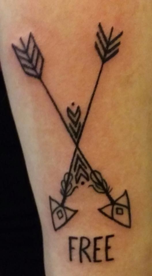 Two Crossed Arrows Tattoo On Right Forearm By Jennie