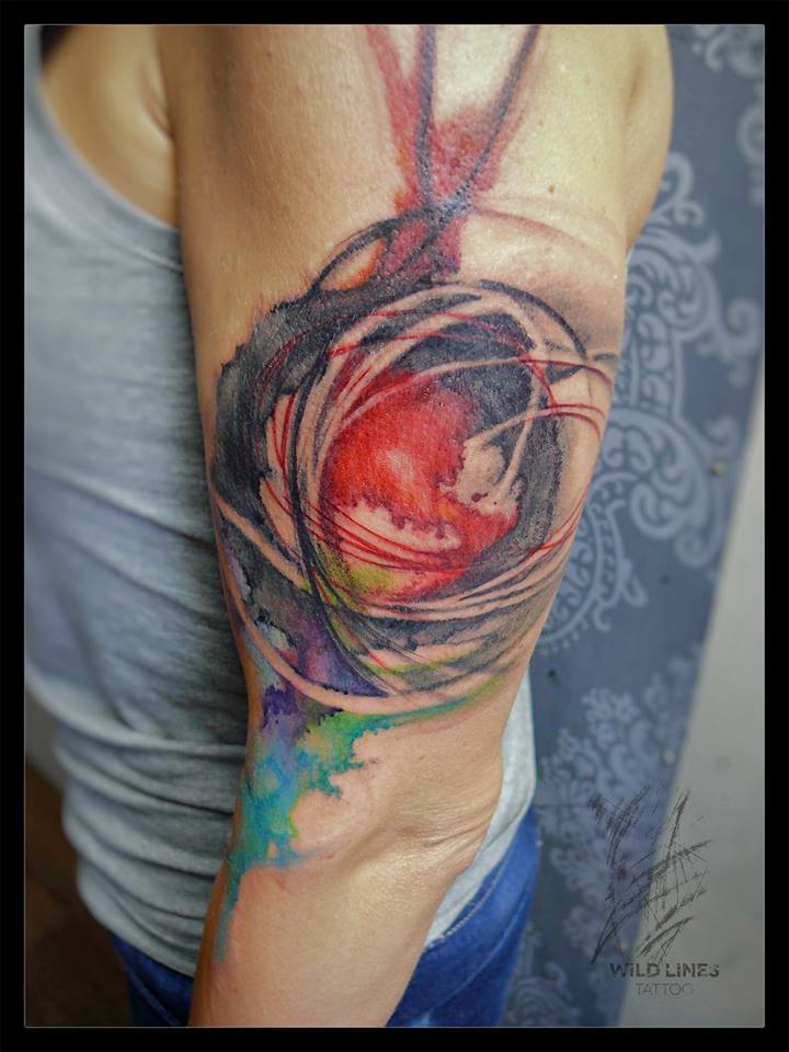 Unique Abstract Tattoo On Left Half Sleeve