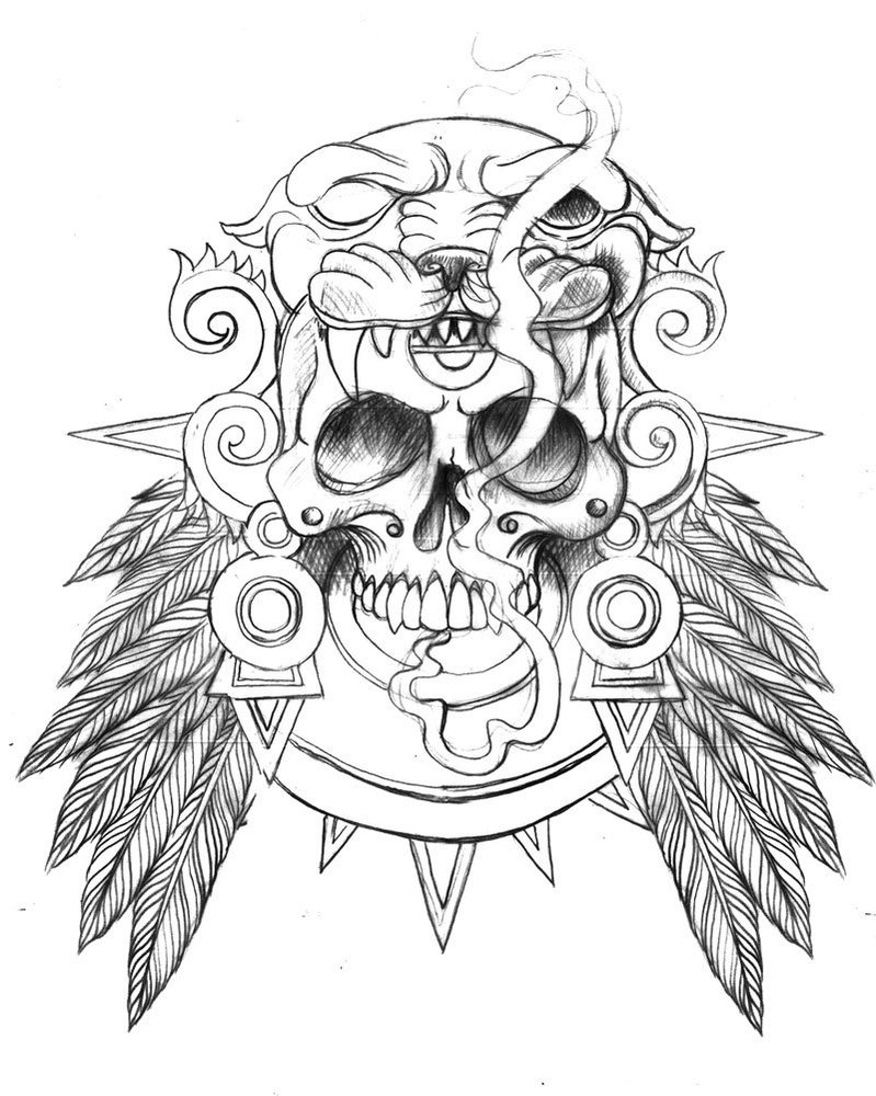 Unique Skull Tattoo Design By Piglegion