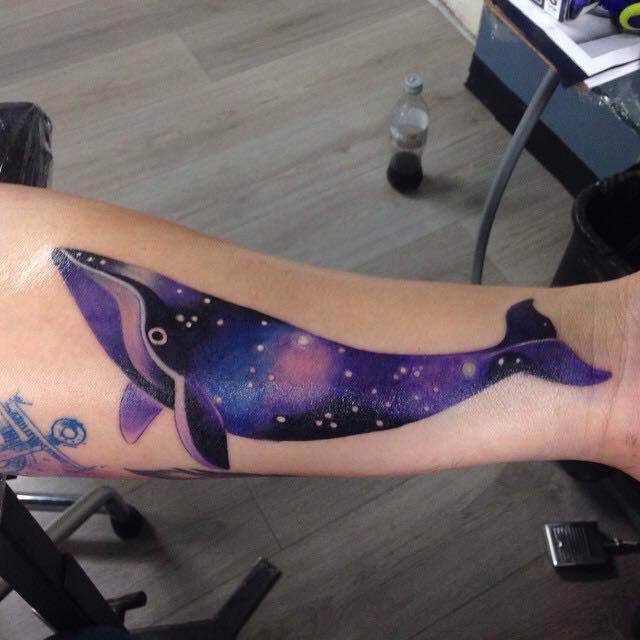 Unique Whale Tattoo On Left Forearm By Pig Legion
