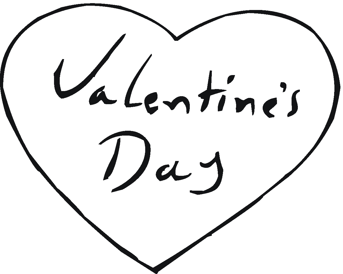 Valentine’s Day Heart Black And White Clipart