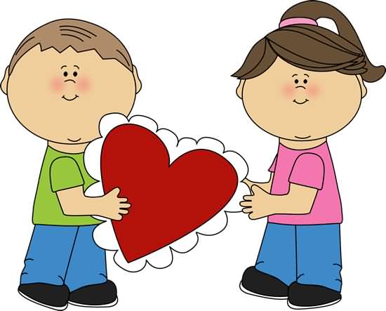 Valentine’s Day Kids With Heart Clipart