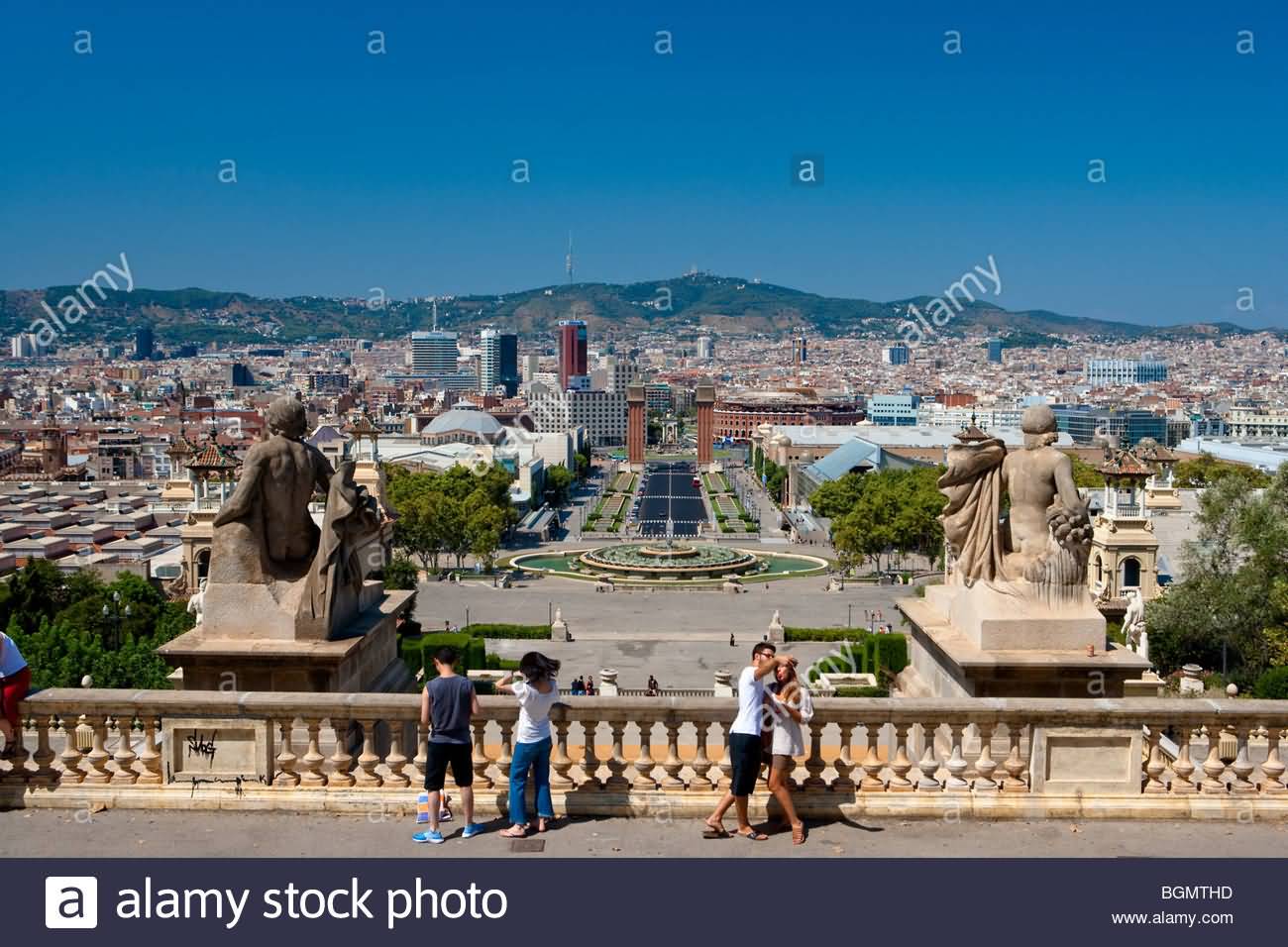 View From The Mirador del Palau Nacional Towards Placa d'Espanya