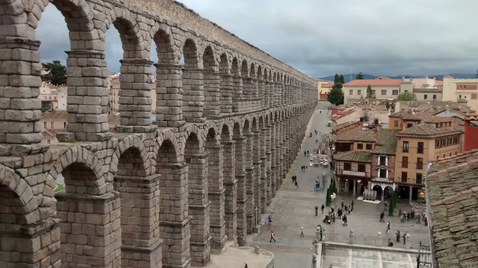 View Of Aqueduct Of Segovia From Stairs