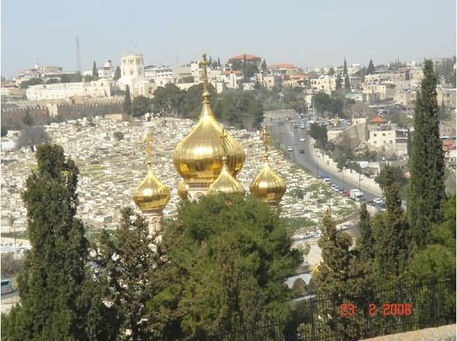 View Of Saint Mary Magdalene Church And Old City Of Jerusalem