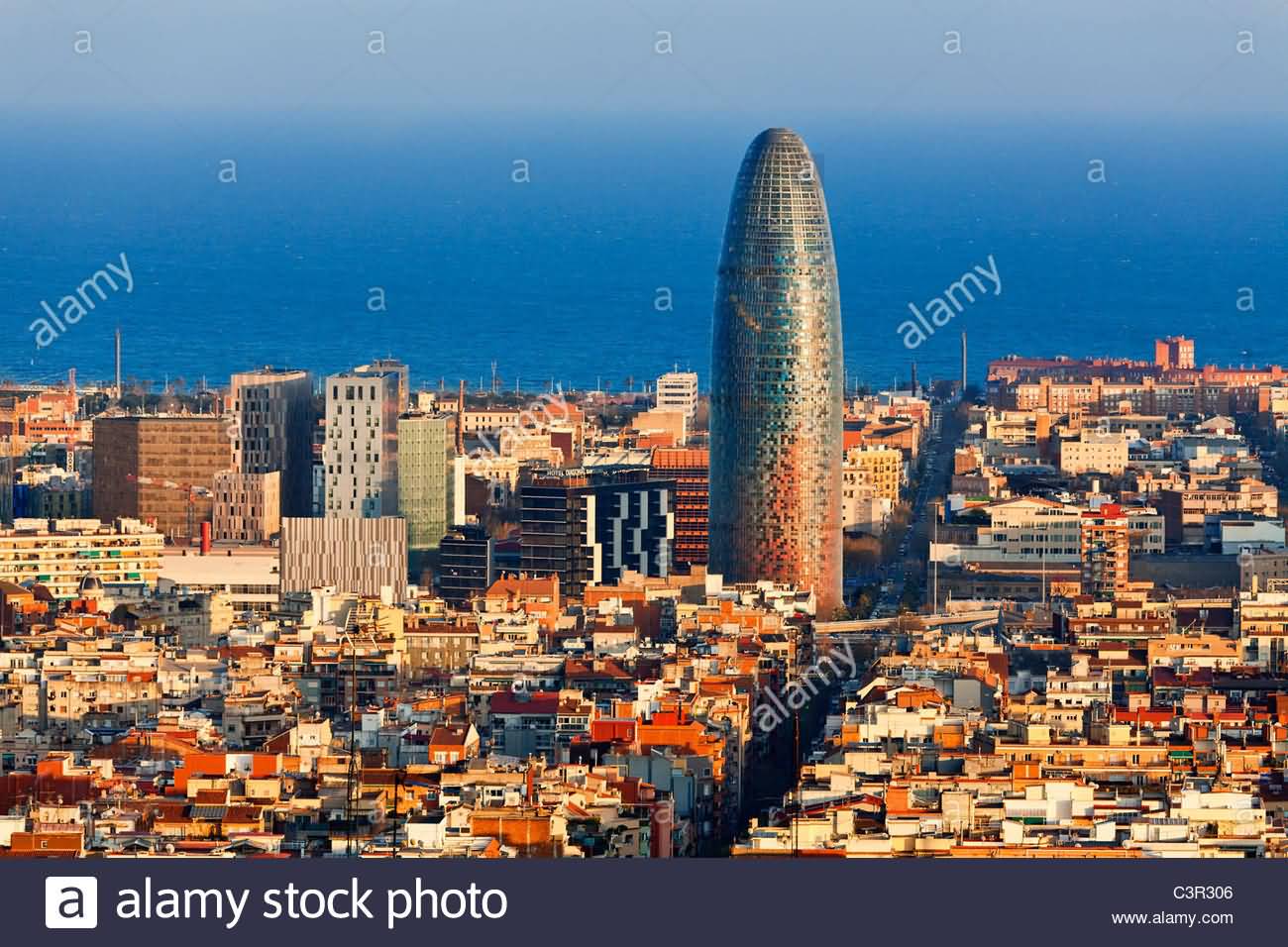 View Of The Torre Agbar And Skyline Of Barcelona, Spain