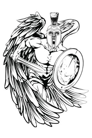Warrior Guardian Angel Tattoo Design