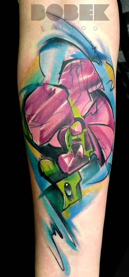 Watercolor Flower Tattoo On Forearm
