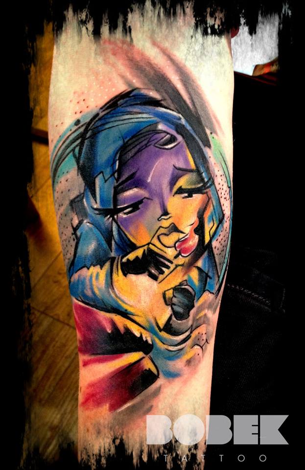 Watercolor Women Tattoo On Forearm By Peter Bobek
