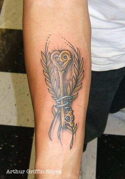 Wonderful Key Tattoo On Right Forearm By Arthur Griffin Noyes
