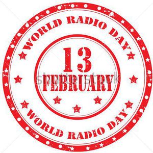 World Radio Day 13 February Red Stamp