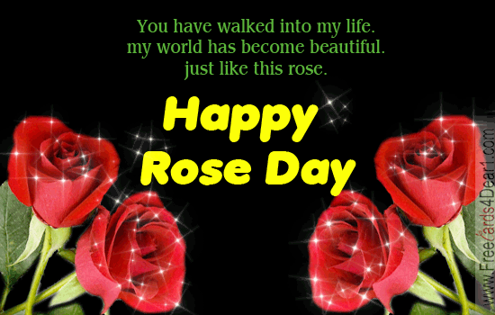 You Have Walked Into My Life My World Has Become Beautiful Just Like This Rose Happy Rose Day Glitter Ecard