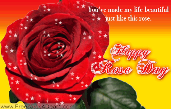 You’ve Made My Life Beautiful Just Like This Rose Happy Rose Day Glitter Ecard