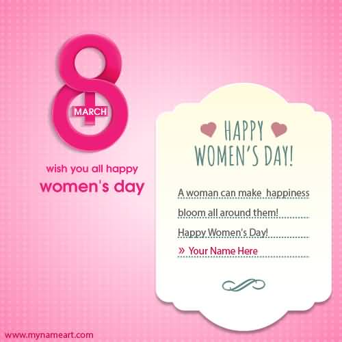 8 March Wish You All Happy Women's Day Card