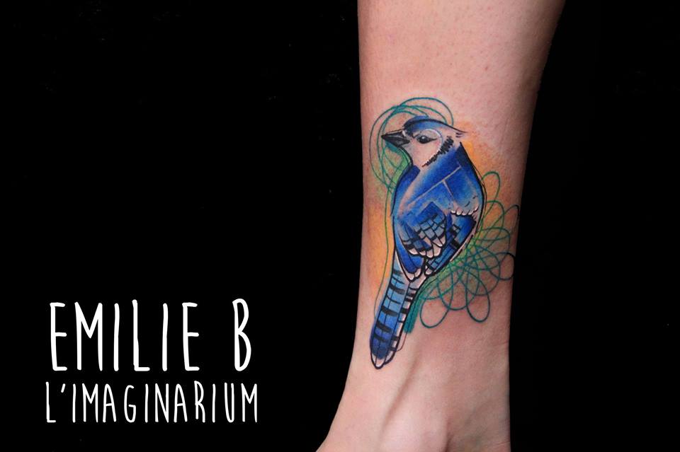 Abstract Bird Tattoo Design For Leg