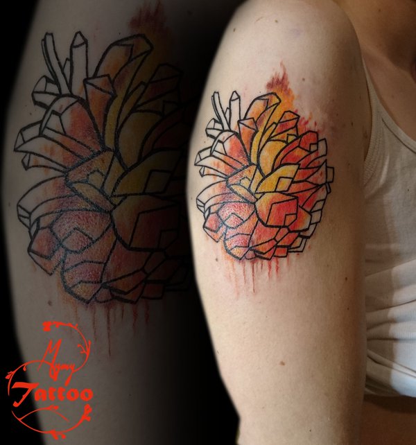 Abstract Pine Cone Tattoo On Right Half Sleeve