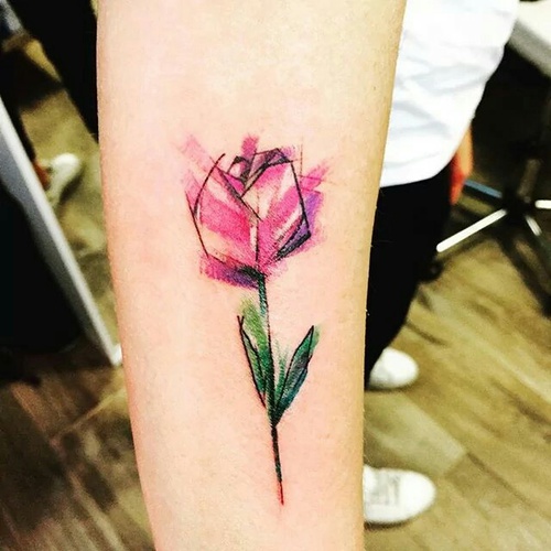 Abstract Tulip Tattoo On Right Arm