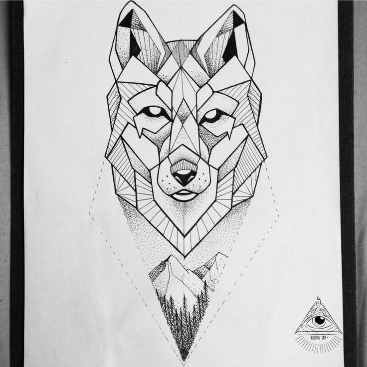 Abstract Wolf Head Tattoo Design