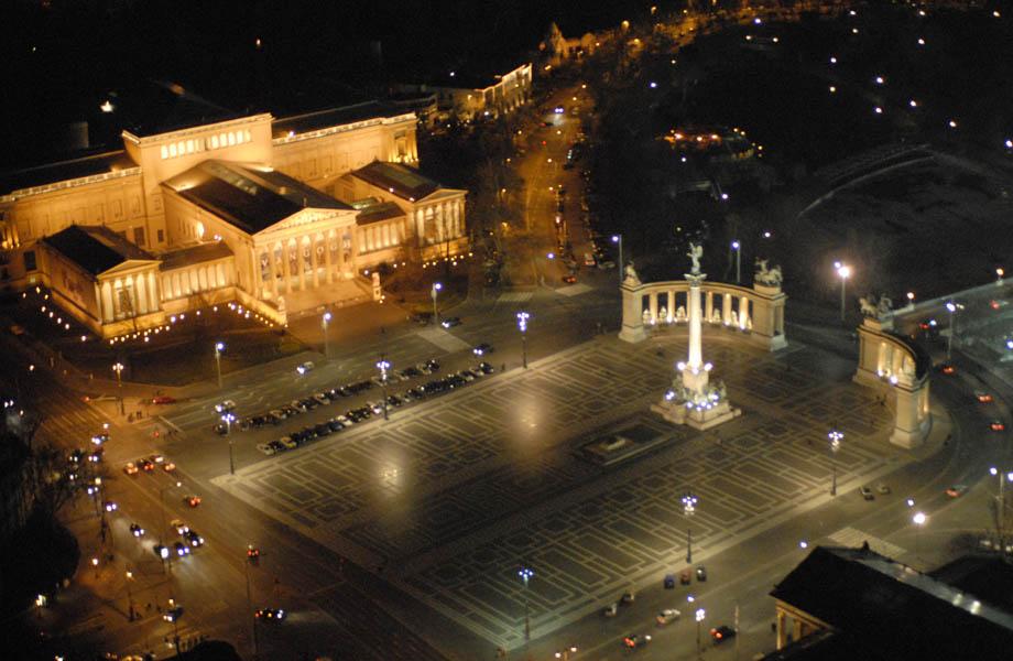 Aerial View Of The Heroes Square At Night