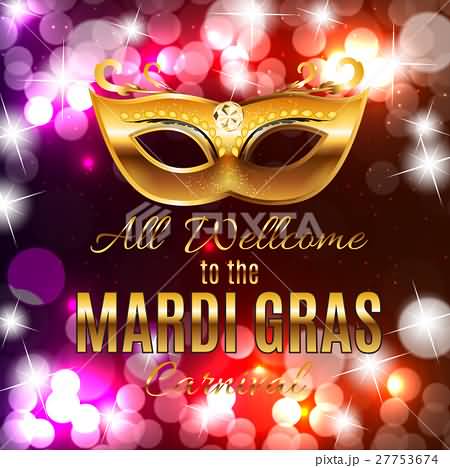 All Welcome To The Mardi Gras Carnival Invitation Card