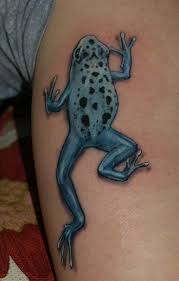 Amaing Grey Frog Tattoo On Leg