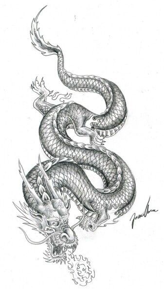 Amazing Black And Grey Dragon Tattoo Design By JOVictory