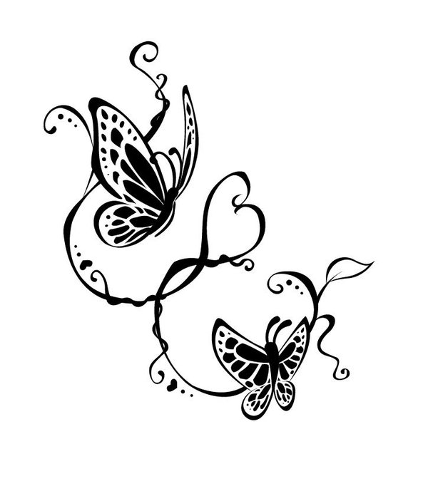 Amazing Black Butterfly Tattoo Design