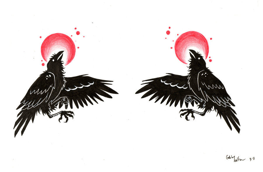 Amazing Black Crow Tattoos Designs