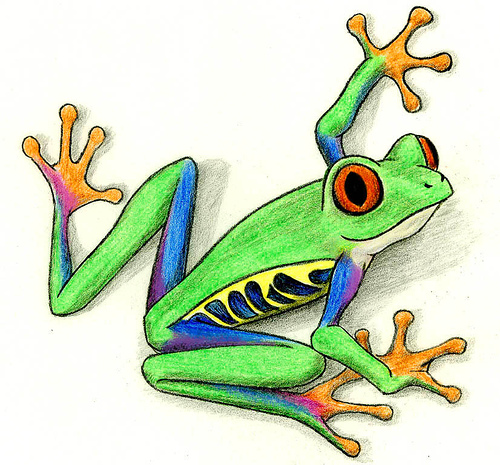 Amazing Green Frog Tattoo Design Sample