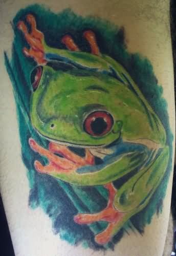 Amazing Green Frog Tattoo Sample