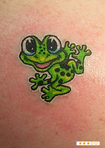 Amazing Small Green Frog Tattoo