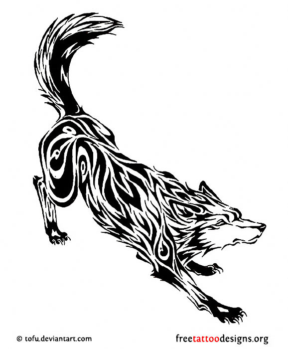 Amazing Tribal Wolf Tattoo Design