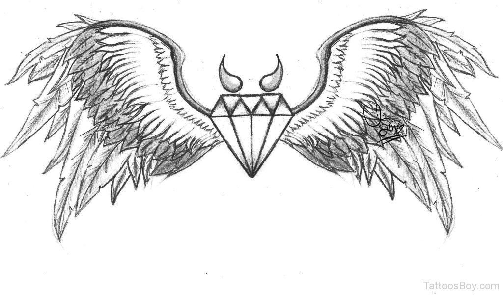 Angel Winged Devil Diamond Tattoo Design