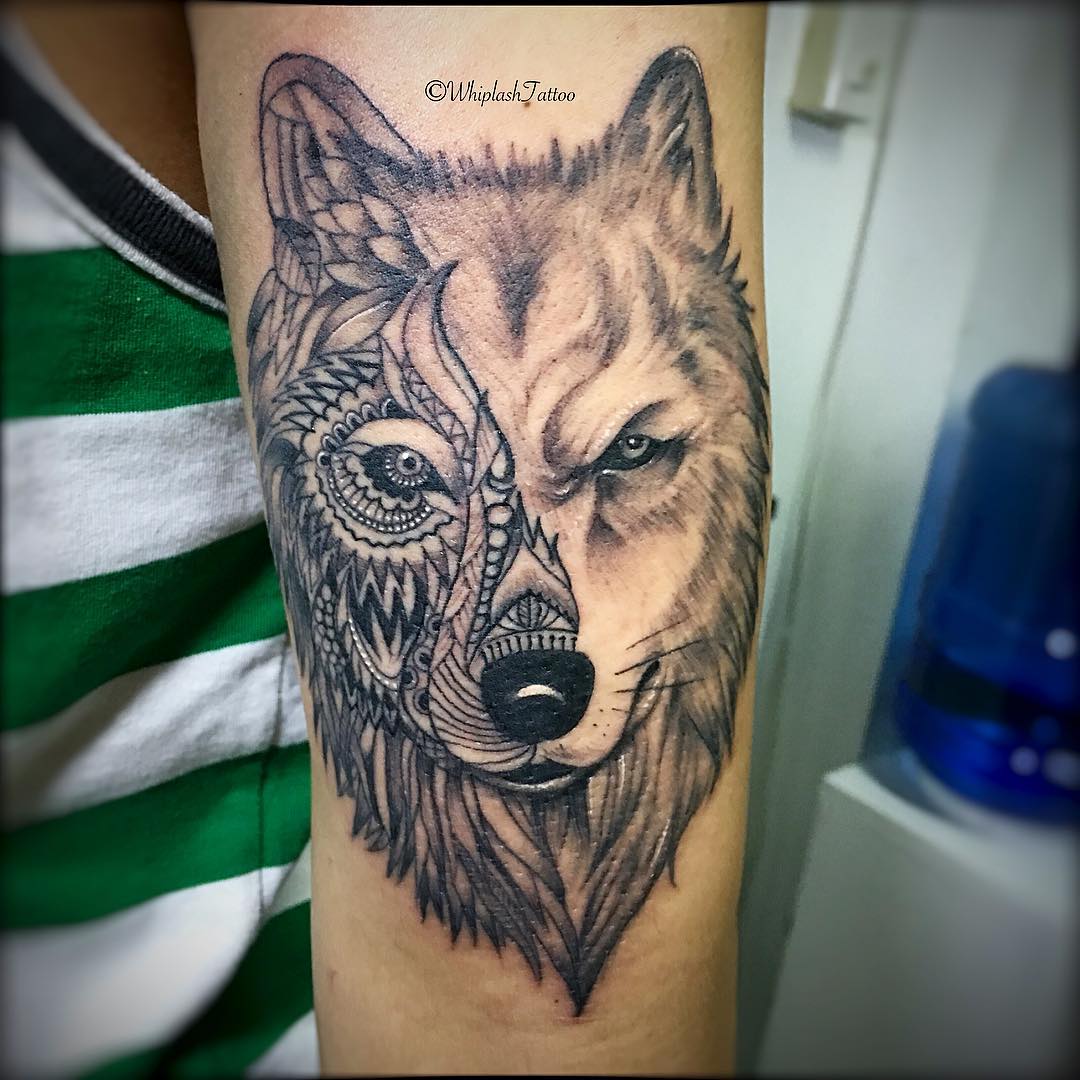 Arm Sleeve Mandala Wolf Tattoo