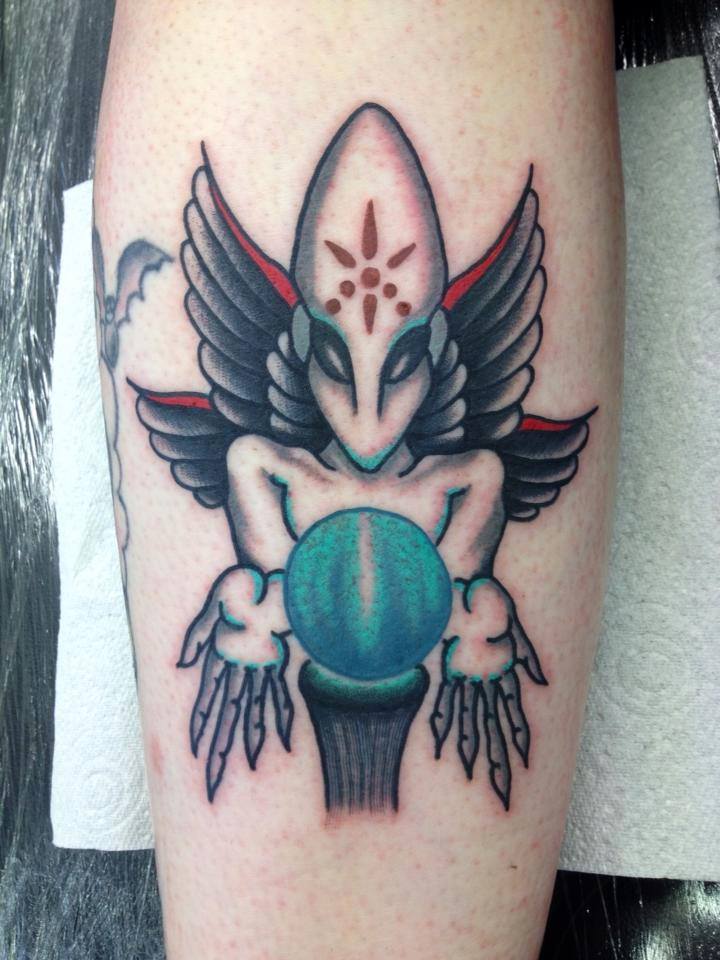 Attractive Alien Tattoo On Forearm By Jay Thurley