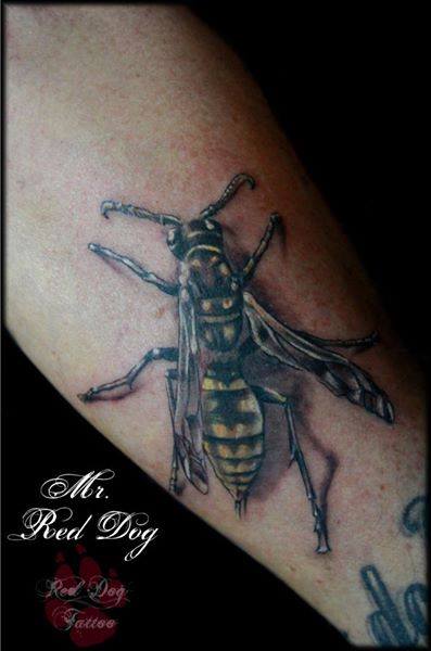 Attractive Bee Tattoo Design For Sleeve