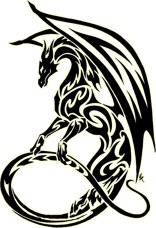 Attractive Black Tribal Dragon Tattoo Design