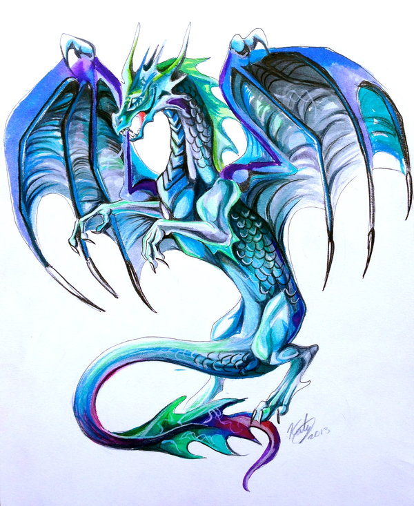 Attractive Colorful Dragon Tattoo Design