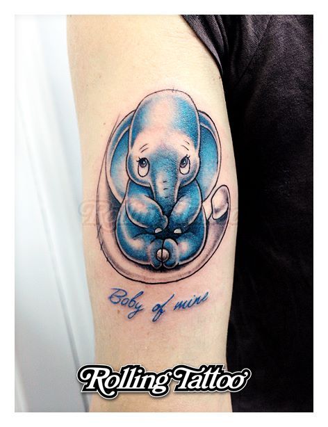 Attractive Dumbo Tattoo On Sleeve