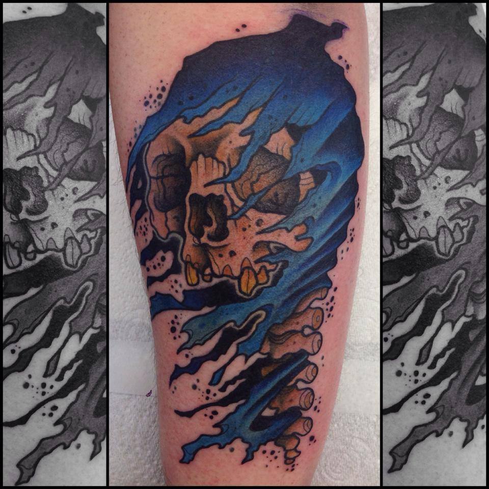 Attractive Skull Tattoo On Forearm By Scott Owen