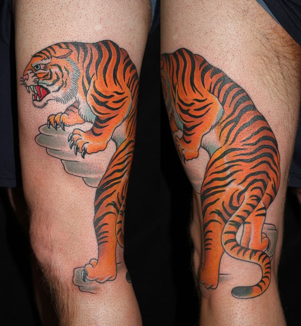 Attractive Tiger Tattoo On Half Sleeve By Myke Chambers